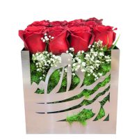 باکس گل دوستت دارم نقره ای - گل برای ابراز علاقه گل فروشی اینترنتی گل بیست
