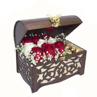 باکس گل رز هلندی چوبی طرح صندوقچه ای