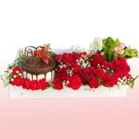 باکس گل و کیک طناز - خرید گل و کیک برای جشن تولد همسر
