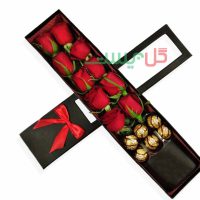 باکس گل و شکلات سوگند - باکس گل و شکلات ارزان برای ولنتاین