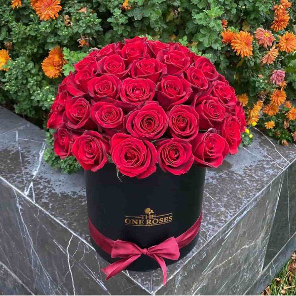 باکس گل مشکی با رز قرمز برای ولنتاین - خرید باکس گل رز از گلخانه