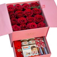 خرید اینترنتی باکس گل ماهرخ - سفارش جعبه گل رز و شکلات برای ولنتاین