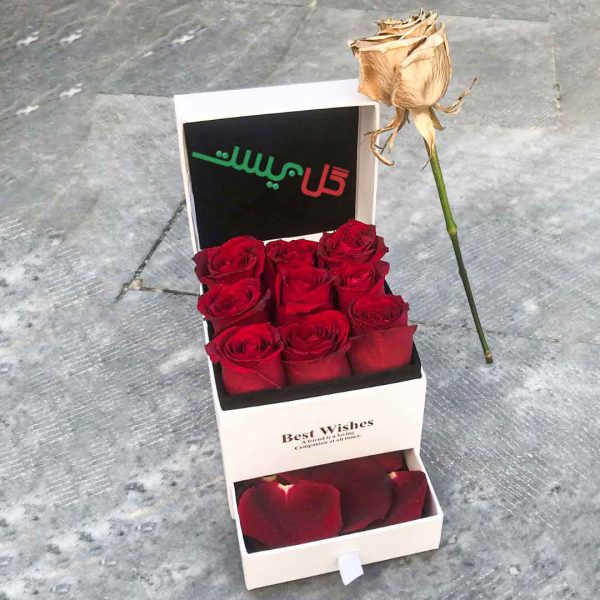 سفارش آنلاین باکس گل رز سفید و ارزان برای هدیه و کادوی ولنتاین