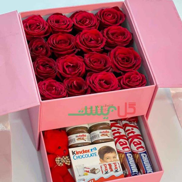 خرید اینترنتی جعبه گل رز صورتی برای تولد دختر