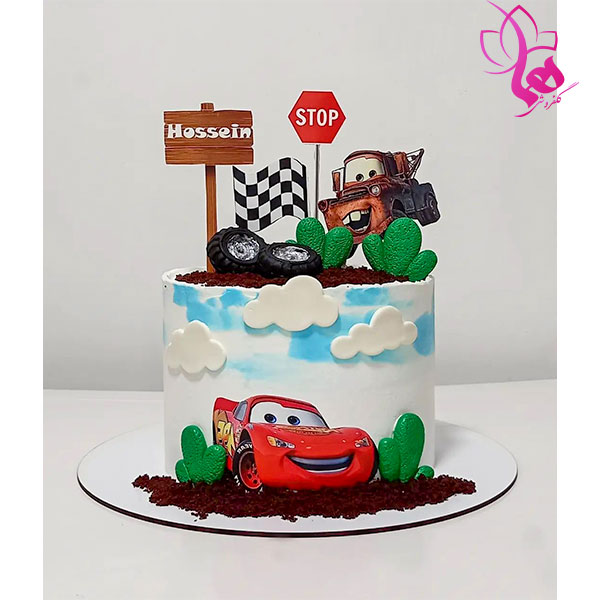 کیک تولد مکوین - کیک تولد ماشین های مسابقه ای
