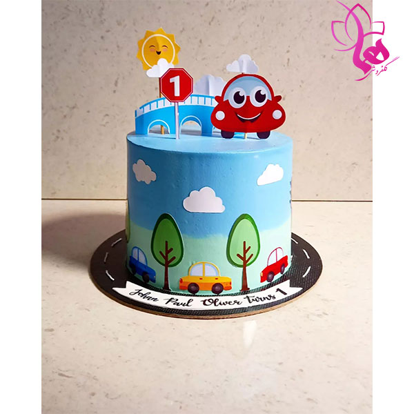 کیک تولد آبی مک کویین برای تولد یک سالگی