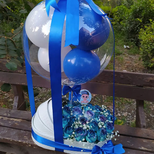 گل آبی برای نوزاد بیمارستان - خرید گل برای زایمان پسر